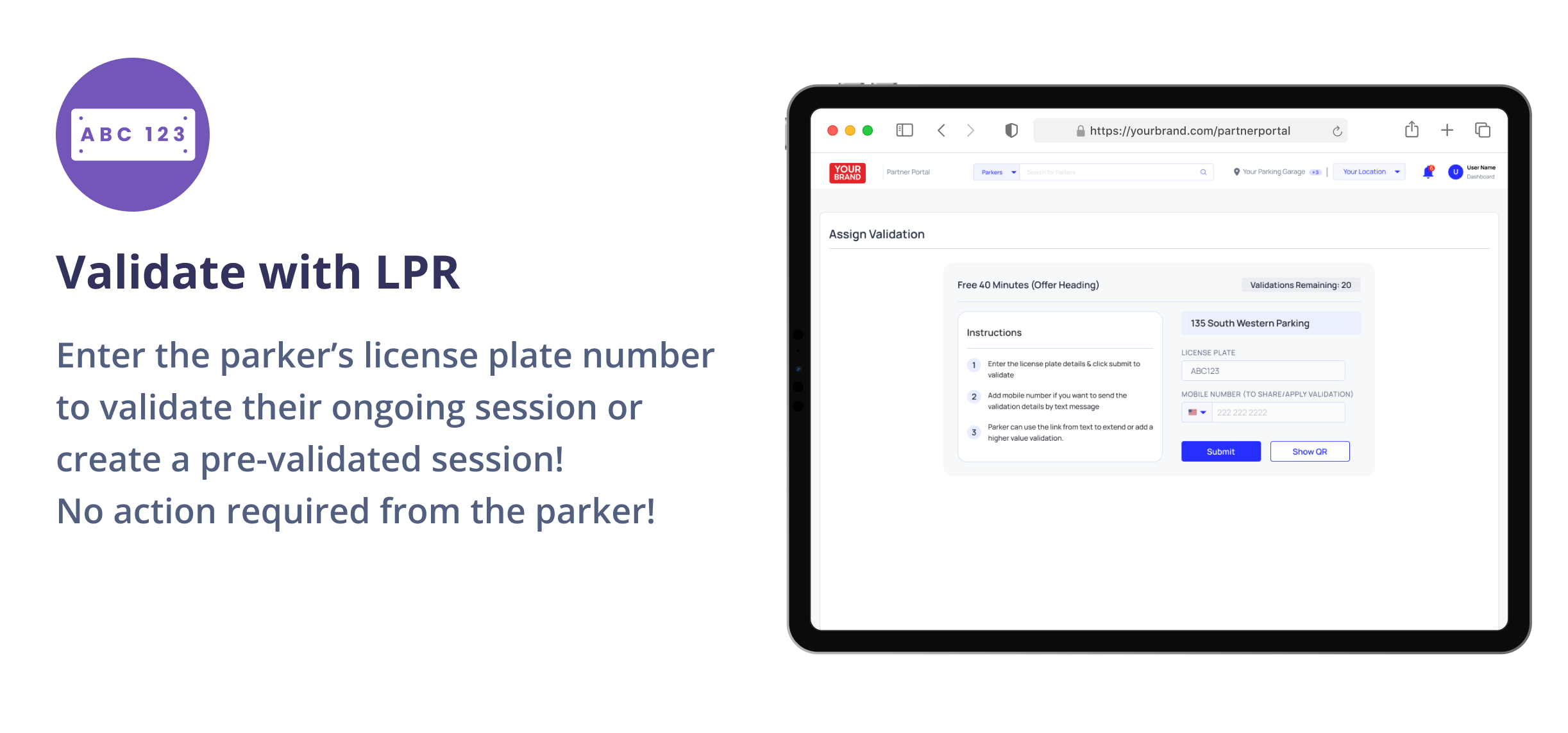 Get My Parking’s self serve partner portal for retail parking validations